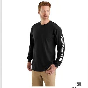 EUC Carhartt loose fit Black HEAVYWEIGHT LONG-SLEEVE LOGO SLEEVE T-SHIRT size L
